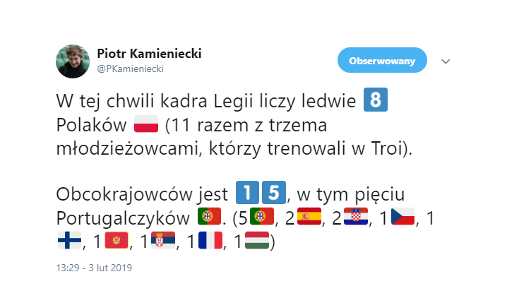 Szokująco MAŁA liczba Polaków w kadrze Legii
